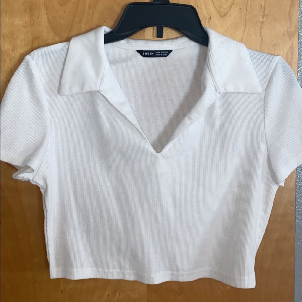 White collared crop top